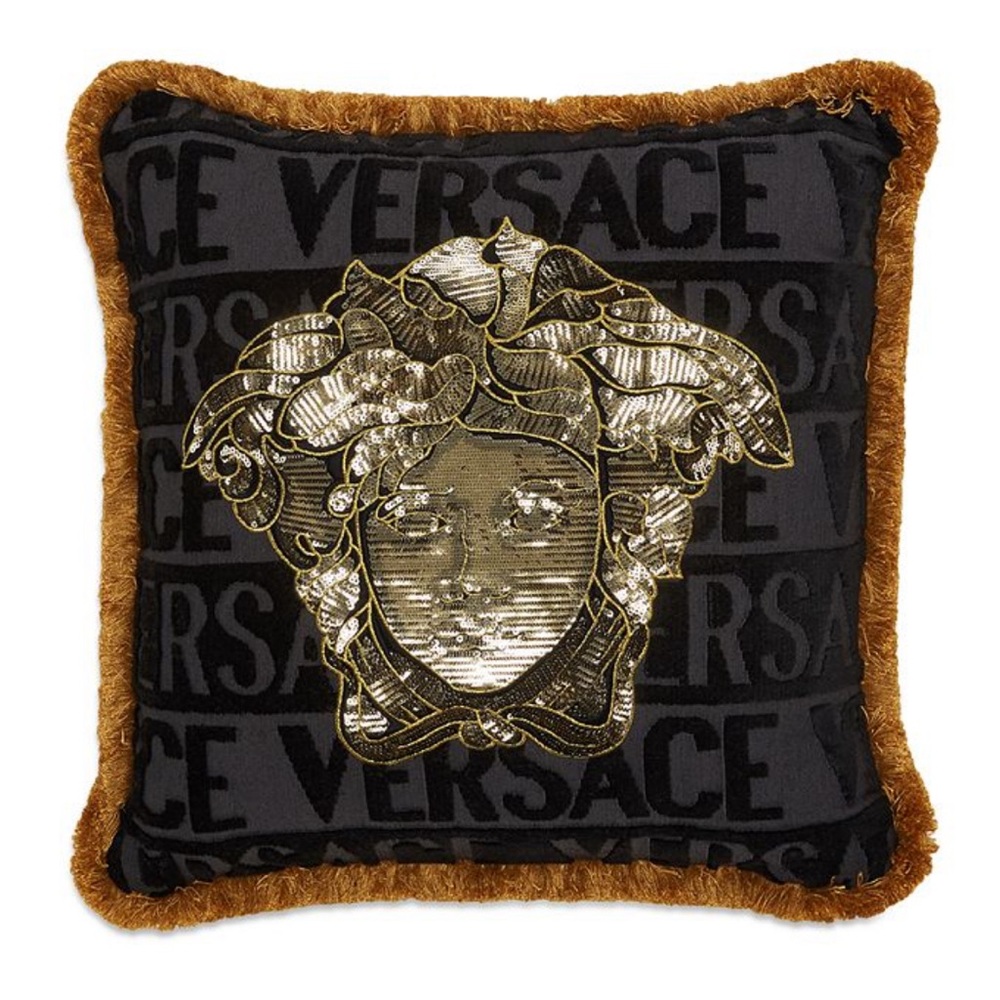 Versace Sequin Medusa Cushion Decorative Pillow, 18" x 18
